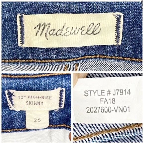 Madewell 10" High-Rise Raw Hem Button Fly Skinny jeans Style# J7914 size 25 - Picture 5 of 10